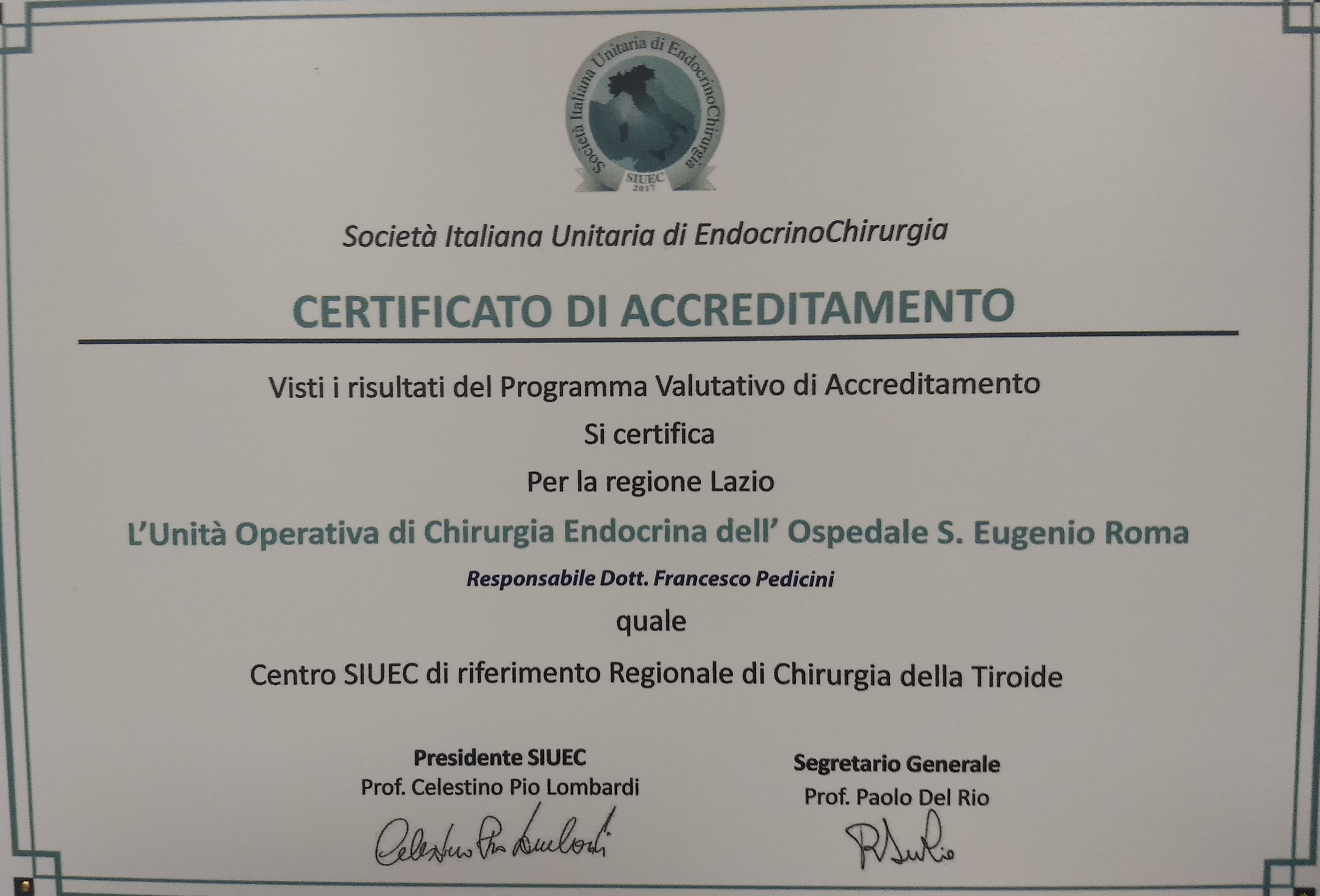 UOS chirugia tiroidea targa accreditamento